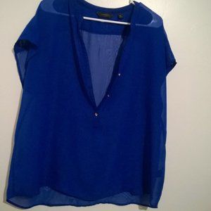 Cobalt Blue Blouse w Rhinestone Buttons